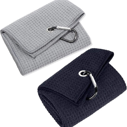 Golf Towel,2 PackPremium Microfiber Fabric Waffle Pattern Towels,Heavy Duty Carabiner Clip (2 Pcs,2 Colors).