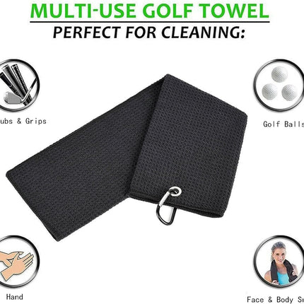 Golf Towel,2 PackPremium Microfiber Fabric Waffle Pattern Towels,Heavy Duty Carabiner Clip (2 Pcs,2 Colors).