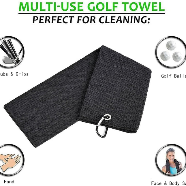 Golf Towel,2 PackPremium Microfiber Fabric Waffle Pattern Towels,Heavy Duty Carabiner Clip (2 Pcs,2 Colors).