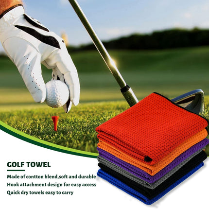 Golf Towel,2 PackPremium Microfiber Fabric Waffle Pattern Towels,Heavy Duty Carabiner Clip (2 Pcs,2 Colors).