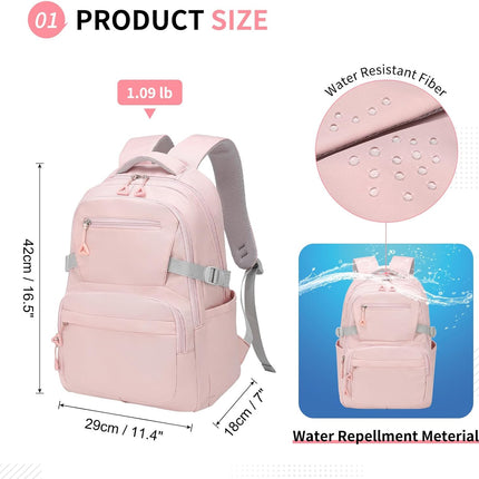 Girls Backpack, Lightweight Aesthetic Bookbag with Anti-Theft Pocket, Laptop Backpack for College and Daily Use.