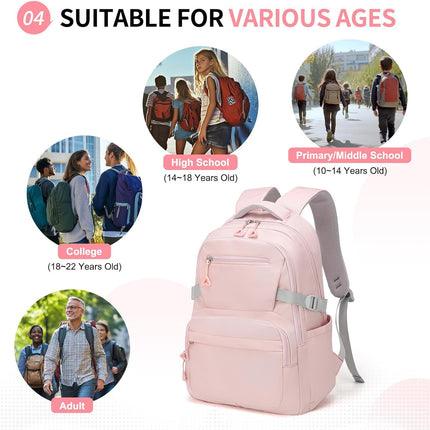 Girls Backpack, Lightweight Aesthetic Bookbag with Anti-Theft Pocket, Laptop Backpack for College and Daily Use.