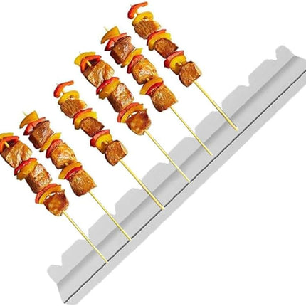 Stainless Steel Kebab Rack for BBQ Skewers, Shish Kabob Grilling Holder, 1 Pair.