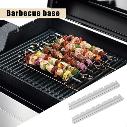 Stainless Steel Kebab Rack for BBQ Skewers, Shish Kabob Grilling Holder, 1 Pair.