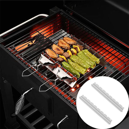 Stainless Steel Kebab Rack for BBQ Skewers, Shish Kabob Grilling Holder, 1 Pair.