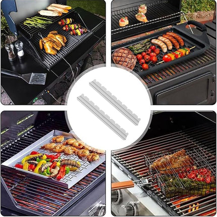 Stainless Steel Kebab Rack for BBQ Skewers, Shish Kabob Grilling Holder, 1 Pair.