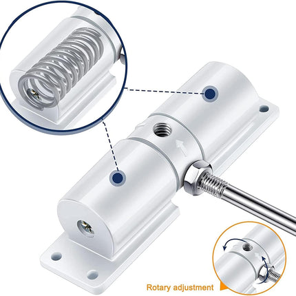 Automatic Door Closer, Zinc Alloy Safety Spring Door Closer Adjustable 30 kg Closing Door Hinge (White).
