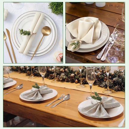 Napkin Rings Set of 12, Easter Napkin Rings, Boho Eucalyptus Leaf Napkins Rings, Wood Bead Farmhouse Easter Napkin Holder for Weddings Christmas Party Table Decoration.