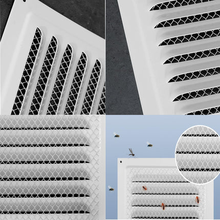 2pcs Attic Vent Soffit Vent Aluminum Wall Vent Metal Shed Vent Square Vent Louver Vent Grille with Built-in Insect Screen for Exterior Door House Attic Garage Ceiling (White 8" x 8"-2 Pack).