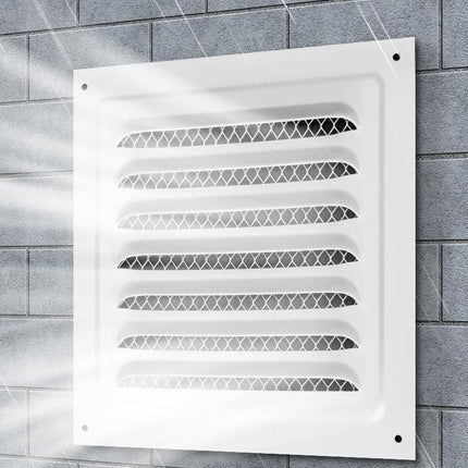 2pcs Attic Vent Soffit Vent Aluminum Wall Vent Metal Shed Vent Square Vent Louver Vent Grille with Built-in Insect Screen for Exterior Door House Attic Garage Ceiling (White 8" x 8"-2 Pack).