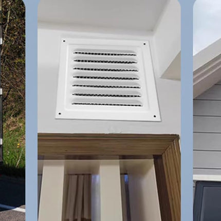 2pcs Attic Vent Soffit Vent Aluminum Wall Vent Metal Shed Vent Square Vent Louver Vent Grille with Built-in Insect Screen for Exterior Door House Attic Garage Ceiling (White 8" x 8"-2 Pack).