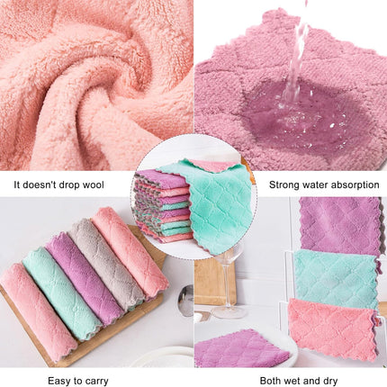 20 Pack Cleaning Cloth Kitchen Cloth, Dish Towels Super Absorbent Coral Velvet Dishtowels, Microfiber Premium Soft Tea Towels, Quick Dry Rags, Multipurpose Reusable Washcloths, Non-Stick Oil Cloths..