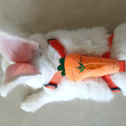 2pcs Rabbit Harness and Leash Set Cute Carrot and Strawberry Trim, Adjustable,for Rabbits, Cats Small Pets.
