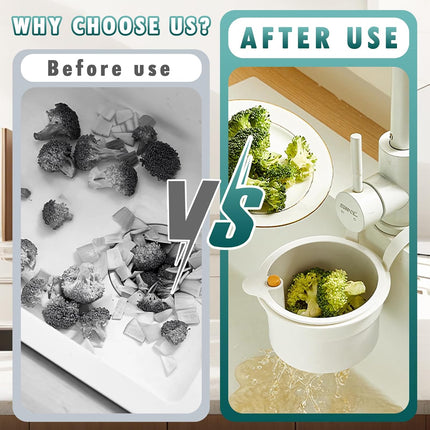 Sink Strainer Basket, Hang on Faucet Kitchen Sink Drain Basket, With Push to Empty & Detachable Fast-Drain Mesh, Multifunctionfor Kitchen Tools for Food Waste Removal & Veggie Washing (white).