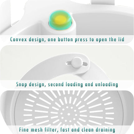 Sink Strainer Basket, Hang on Faucet Kitchen Sink Drain Basket, With Push to Empty & Detachable Fast-Drain Mesh, Multifunctionfor Kitchen Tools for Food Waste Removal & Veggie Washing (white).