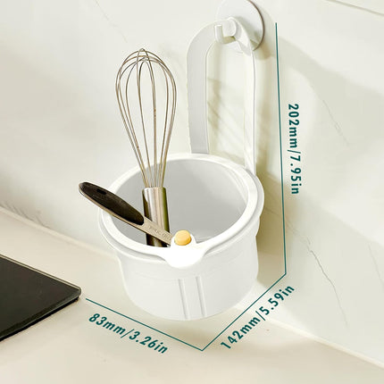 Sink Strainer Basket, Hang on Faucet Kitchen Sink Drain Basket, With Push to Empty & Detachable Fast-Drain Mesh, Multifunctionfor Kitchen Tools for Food Waste Removal & Veggie Washing (white).