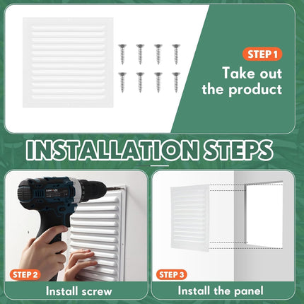 2 Pack 10x10 Inch Aluminum Gable Vent,Attic Vent White Gable Vent, Flat Square Air Vent Louver with Insect Screen Vent Grille for Exterior Door House Attic Garage Ceiling (10 x 10 Inch).