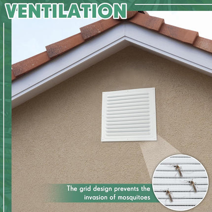 2 Pack 10x10 Inch Aluminum Gable Vent,Attic Vent White Gable Vent, Flat Square Air Vent Louver with Insect Screen Vent Grille for Exterior Door House Attic Garage Ceiling (10 x 10 Inch).