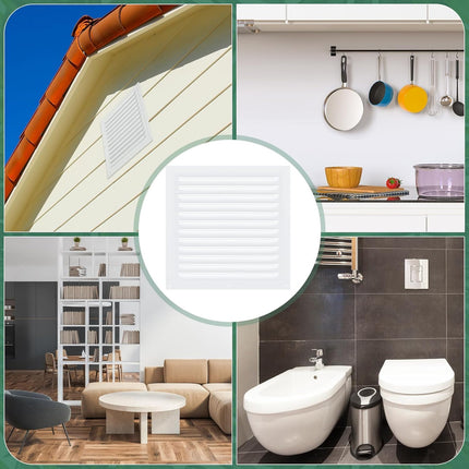 2 Pack 10x10 Inch Aluminum Gable Vent,Attic Vent White Gable Vent, Flat Square Air Vent Louver with Insect Screen Vent Grille for Exterior Door House Attic Garage Ceiling (10 x 10 Inch).