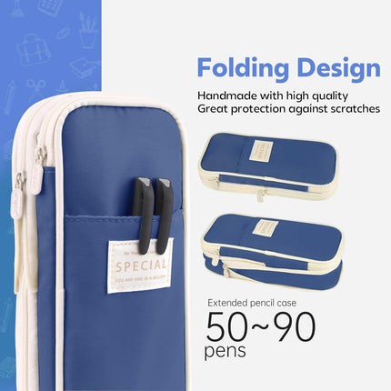 Pencil Case, Large Capacity Aesthetic Pen Cases with Durable Zipper, Big Stationery Pencil Pouch for Women & Men.