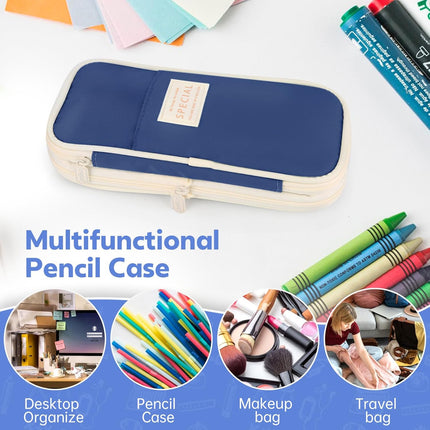 Pencil Case, Large Capacity Aesthetic Pen Cases with Durable Zipper, Big Stationery Pencil Pouch for Women & Men.