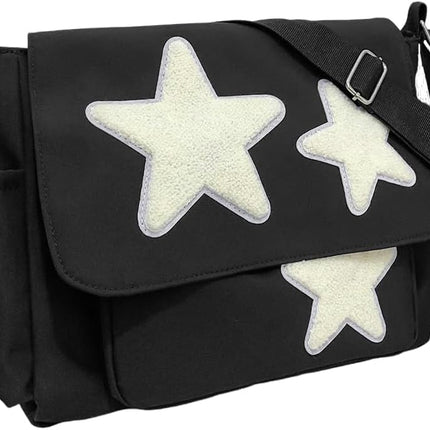 Cute Messenger Bag, Aesthetic Crossbody Bag, Y2K Star Grunge Bag Emo Shoulder Tote Purse for Women.