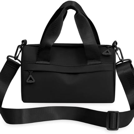 Mini Gym Bag for Women & Men Adjustable Small Duffle Bag with Detachable Strap, Waterproof Gym Tote with Wet Compartment, Portable Fitness Shoulder Bag for Sports & Travel (Black).