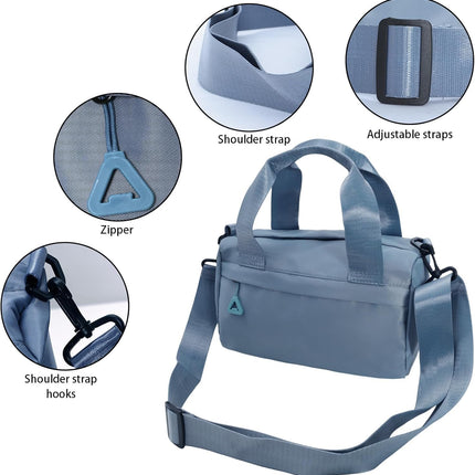 Mini Gym Bag for Women & Men Adjustable Small Duffle Bag with Detachable Strap, Waterproof Gym Tote with Wet Compartment, Portable Fitness Shoulder Bag for Sports & Travel (Black).