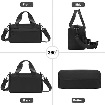 Mini Gym Bag for Women & Men Adjustable Small Duffle Bag with Detachable Strap, Waterproof Gym Tote with Wet Compartment, Portable Fitness Shoulder Bag for Sports & Travel (Black).