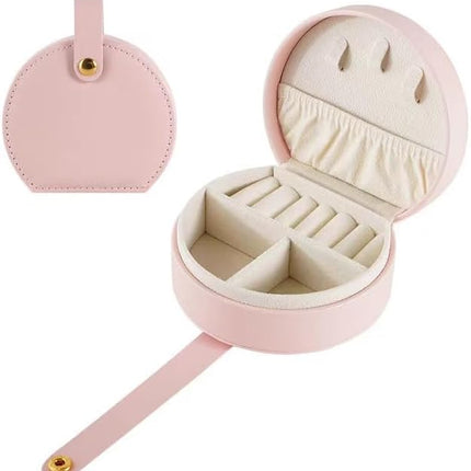 Mini Jewelry Travel Case Small Jewelry Box, Portable PU Leather Jewelry Organizer, Jewellery Storage Holder for Rings Earrings Necklace Organizer, Boxes Gifts for Girls Women (Pink).