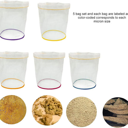 5pcs 5 Gallon Filter Bag Bubble Bag Herbal Ice Essence Extractor Kit Set Micron Drawstring Extraction Bags.