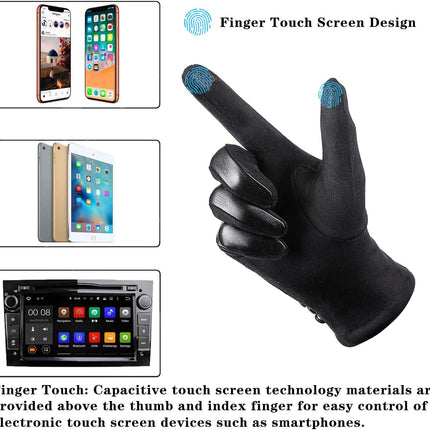 Womens Winter Leather Gloves Touch Screen Wool Lined Windproof Warm Suede Fashion Dress Gloves.