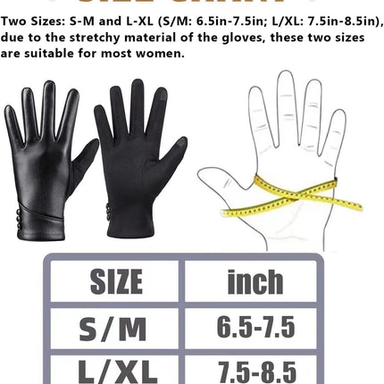 Womens Winter Leather Gloves Touch Screen Wool Lined Windproof Warm Suede Fashion Dress Gloves.