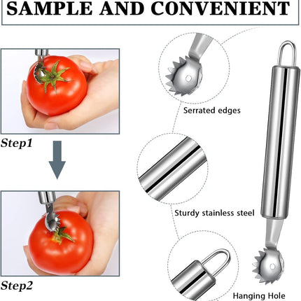 2 Pcs Stainless Steel Strawberry Huller and Tomato Stem Corer Tool, Tomato Stem Corer Tool,Stainless Steel Strawberry Huller Corer Vegetable and Corer Practical Kitchen Tool Fruit (2).
