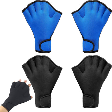 2 Pairs Swimming Gloves Swim Training Gloves Neoprene Gloves Webbed Fitness Water Resistance Training Gloves for Swimming Diving with Wrist Strap.