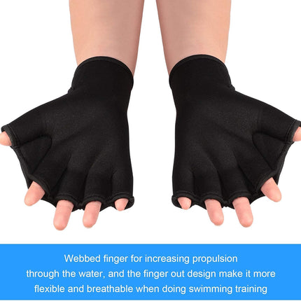 2 Pairs Swimming Gloves Swim Training Gloves Neoprene Gloves Webbed Fitness Water Resistance Training Gloves for Swimming Diving with Wrist Strap.
