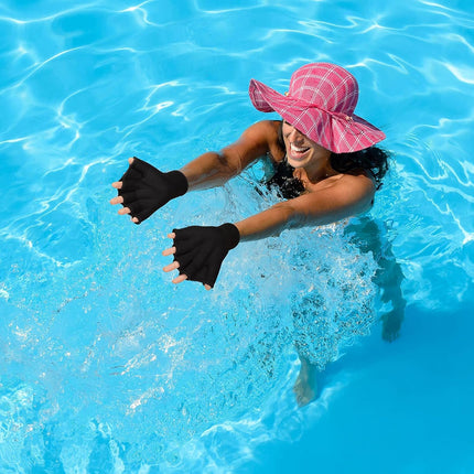 2 Pairs Swimming Gloves Swim Training Gloves Neoprene Gloves Webbed Fitness Water Resistance Training Gloves for Swimming Diving with Wrist Strap.