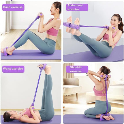 6-Tube Pedal Resistance Band, Premium Elastic Tension Rope for Full Body Workout, Natural Latex Fitness Bands for Strength Training,Yoga Stretching Slimming Training, Home Gym Exercise Equipment.