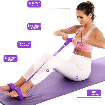 6-Tube Pedal Resistance Band, Premium Elastic Tension Rope for Full Body Workout, Natural Latex Fitness Bands for Strength Training,Yoga Stretching Slimming Training, Home Gym Exercise Equipment.