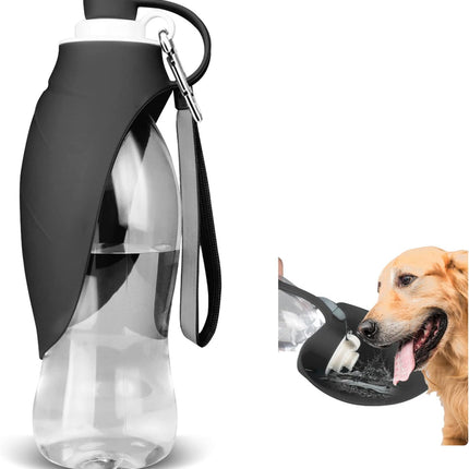 Dog Water Bottle, Portable Pet Water Dispenser Feeder Leak Proof with Drinking Cup Dish Bowl for Outdoor Walking, Hiking, Travel, 20OZ Water Bottle Fit for Small to Large Dogs and Cats Black.