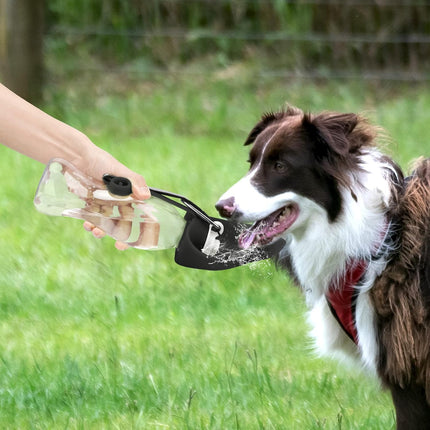 Dog Water Bottle, Portable Pet Water Dispenser Feeder Leak Proof with Drinking Cup Dish Bowl for Outdoor Walking, Hiking, Travel, 20OZ Water Bottle Fit for Small to Large Dogs and Cats Black.