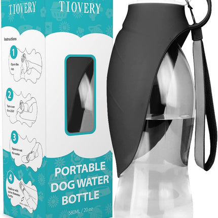Dog Water Bottle, Portable Pet Water Dispenser Feeder Leak Proof with Drinking Cup Dish Bowl for Outdoor Walking, Hiking, Travel, 20OZ Water Bottle Fit for Small to Large Dogs and Cats Black.