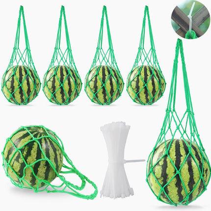 10Pack Melon Hammock Watermelon Nets with 20 Cable Zip Ties, Heavy Duty Watermelon Honeydew Net for Garden Trellis Vertical Garden Growing.