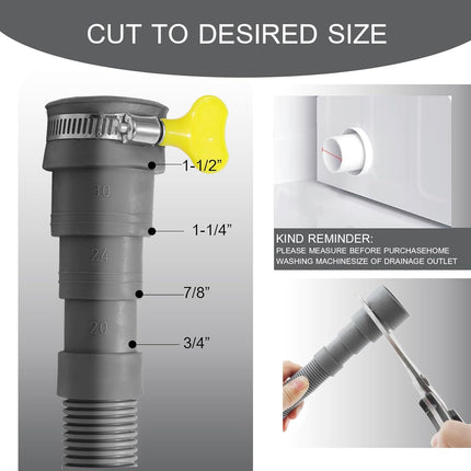 10 feet (3 Meters) Hose Universal Washing Machine Drain Hose Flexible Dishwasher Drain Hose Extension Corrugated Washer Discharge Hose Kit.