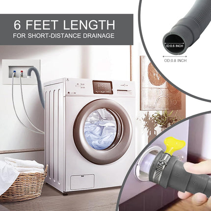 10 feet (3 Meters) Hose Universal Washing Machine Drain Hose Flexible Dishwasher Drain Hose Extension Corrugated Washer Discharge Hose Kit.