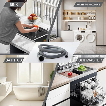 10 feet (3 Meters) Hose Universal Washing Machine Drain Hose Flexible Dishwasher Drain Hose Extension Corrugated Washer Discharge Hose Kit.