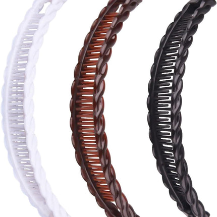 3Pcs Banana Clips Hair, Vintage Clincher Combs Banana Hair Clips Claws Hair Clips, Banana Clips Hair for Thick Hair (Black, White, Brown).