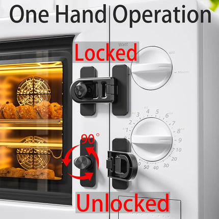 2-Pack Refrigerator Lock Baby Proofing for Cabinet Door Drawer Freezer RV Oven Cupboard Closet Kitchen, 90 Degree Fridge Latches Petproof Childproof for Toddler Cat, Strong Adhesive No Drill.