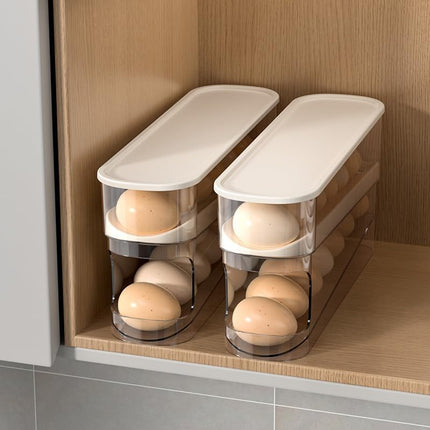 Egg Storage for Fridge, Space-Saving Rolling Eggs Dispenser for Refrigerator Storage, Made of Sturdy, Clear PTE Material, Holds 12 Large Eggs.