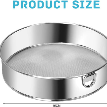 Flour Sieve Fine Mesh Stainless Steel Round Sifter 6 Inch 60 Mesh Sieves Strainer for Baking Straining Powdering.
